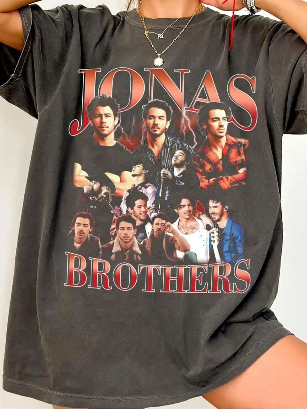 Comfort colors Jonas Brothers Black Graphic Tee - Band Design